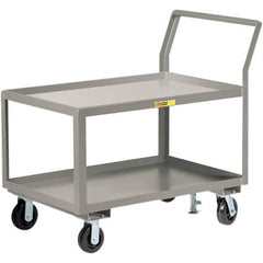 Little Giant - 3,600 Lb Capacity, 24" Wide x 48" Long x 42" High Utility Cart - 2 Shelf, Steel, 2 Rigid/2 Swivel Casters - Eagle Tool & Supply