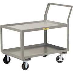 Little Giant - 3,600 Lb Capacity, 30" Wide x 60" Long x 42" High Utility Cart - 2 Shelf, Steel, 2 Rigid/2 Swivel Casters - Eagle Tool & Supply