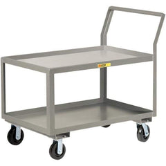 Little Giant - 3,600 Lb Capacity, 24" Wide x 48" Long x 42" High Utility Cart - 2 Shelf, Steel, 2 Rigid/2 Swivel Casters - Eagle Tool & Supply