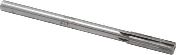 Made in USA - 0.637" Carbide-Tipped 6 Flute Chucking Reamer - Straight Flute, 9/16" Straight Shank, 2-1/4" Flute Length, 9" OAL - Eagle Tool & Supply