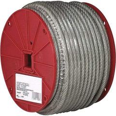 Campbell - 250' Long, 3/16" x 1/8" Diam, Cable - 340 Lb Breaking Strength, 7 x 7, Vinyl Coating - Eagle Tool & Supply