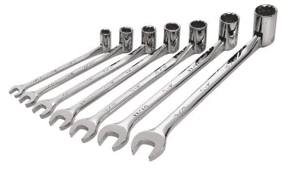 SK - 7 Piece, 3/8 to 3/4", Combination Wrench Set - Inch System of Measurement, Chrome Finish, Comes in Tray - Eagle Tool & Supply