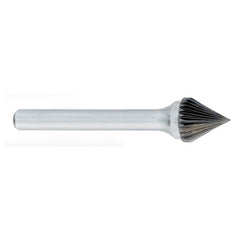 ‎SJ-1 -1/4 x LOC × 1/4 Shank × 2 OAL 60 Degree Cone Carbide Medium Right Hand Spiral Burr - Eagle Tool & Supply