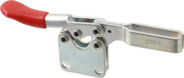 De-Sta-Co - 200 Lb Holding Capacity, Horizontal Handle, Manual Hold Down Toggle Clamp - 78° Handle Movement, 87° Bar Opening, U-Bar, Straight Base, Electro-Plated Zinc, Carbon Steel - Eagle Tool & Supply
