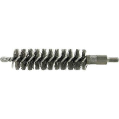 Brush Research Mfg. - 3/8" Diam Helical Stainless Steel Tube Brush - Single Spiral, 0.004" Filament Diam, 2" Brush Length, 2-9/16" OAL, 0.14" Diam Galvanized Steel Shank - Eagle Tool & Supply
