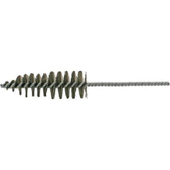 Brush Research Mfg. - 1-11/16" Diam Helical Steel Tube Brush - Single Spiral, 0.012" Filament Diam, 5" Brush Length, 10-1/2" OAL, 0.292" Diam Galvanized Steel Shank - Eagle Tool & Supply