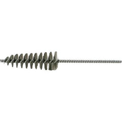 Brush Research Mfg. - 1-5/8" Diam Helical Stainless Steel Tube Brush - Single Spiral, 0.006" Filament Diam, 4-1/2" Brush Length, 10" OAL, 0.292" Diam Galvanized Steel Shank - Eagle Tool & Supply
