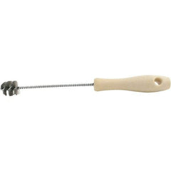 Brush Research Mfg. - 7/8" Diam Helical Stainless Steel Tube Brush - Single Spiral, 0.005" Filament Diam, 7/8" Brush Length, 10-1/2" OAL, 0.19" Diam Plastic Handle Shank - Eagle Tool & Supply