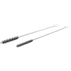 Brush Research Mfg. - 5/16" Diam Helical Nylon Tube Brush - Single Spiral, 0.008" Filament Diam, 2" Brush Length, 10" OAL, Galvanized Steel Shank - Eagle Tool & Supply