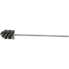 Brush Research Mfg. - 1-3/4" Diam Helical Steel Tube Brush - Single Spiral, 0.005" Filament Diam, 3" Brush Length, 8-1/2" OAL, 0.245" Diam Galvanized Steel Shank - Eagle Tool & Supply