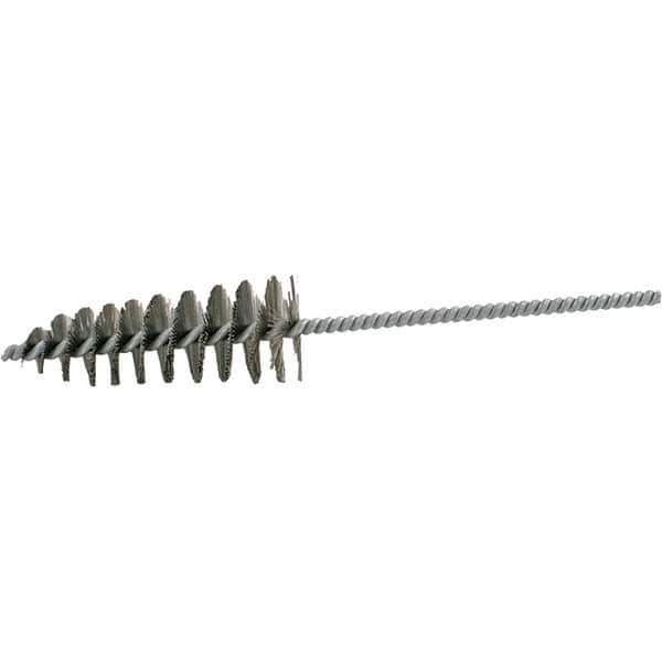 Brush Research Mfg. - 1-3/4" Diam Helical Steel Tube Brush - Single Spiral, 0.012" Filament Diam, 4-1/4" Brush Length, 10" OAL, 0.292" Diam Galvanized Steel Shank - Eagle Tool & Supply