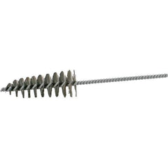 Brush Research Mfg. - 1-3/4" Diam Helical Steel Tube Brush - Single Spiral, 0.012" Filament Diam, 4-1/4" Brush Length, 10" OAL, 0.292" Diam Galvanized Steel Shank - Eagle Tool & Supply