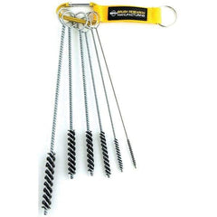 Brush Research Mfg. - 7/16" Diam Helical Stainless Steel Tube Brush - Single Spiral, 0.004" Filament Diam, 3" Brush Length, 10" OAL, 0.168" Diam Galvanized Steel Shank - Eagle Tool & Supply