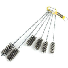 Brush Research Mfg. - 1-3/4" Diam Helical Stainless Steel Tube Brush - Single Spiral, 0.012" Filament Diam, 0.012" Brush Length, 18" OAL, 0.292" Diam Galvanized Steel Shank - Eagle Tool & Supply