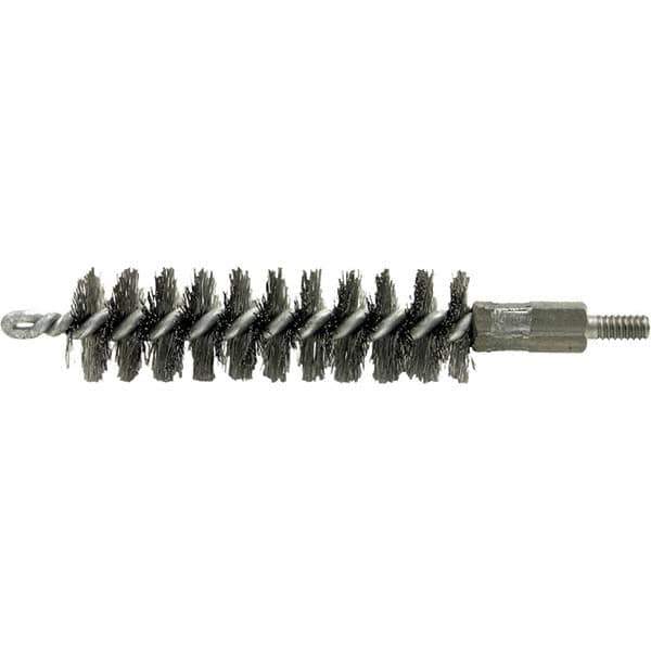Brush Research Mfg. - 5/16" Diam Helical Stainless Steel Tube Brush - Single Spiral, 0.004" Filament Diam, 2" Brush Length, 2-9/16" OAL, 0.14" Diam Galvanized Steel Shank - Eagle Tool & Supply