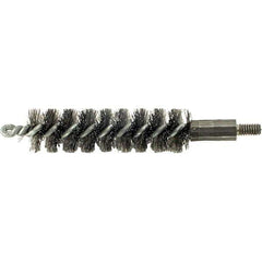 Brush Research Mfg. - 11/32" Diam Helical Steel Tube Brush - Single Spiral, 0.006" Filament Diam, 2" Brush Length, 2-9/16" OAL, 0.14" Diam Galvanized Steel Shank - Eagle Tool & Supply