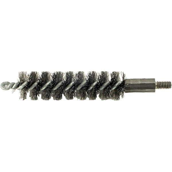 Brush Research Mfg. - 5/16" Diam Helical Steel Tube Brush - Single Spiral, 0.006" Filament Diam, 2" Brush Length, 2-9/16" OAL, 0.14" Diam Galvanized Steel Shank - Eagle Tool & Supply
