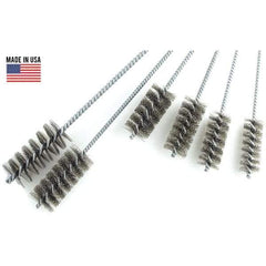 Brush Research Mfg. - 3" Diam Helical Stainless Steel Tube Brush - Single Spiral, 0.012" Filament Diam, 0.012" Brush Length, 18" OAL, 0.292" Diam Galvanized Steel Shank - Eagle Tool & Supply