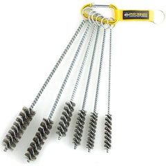 Brush Research Mfg. - 1" Diam Helical Stainless Steel Tube Brush - Single Spiral, 0.01" Filament Diam, 0.01" Brush Length, 12" OAL, 0.245" Diam Galvanized Steel Shank - Eagle Tool & Supply