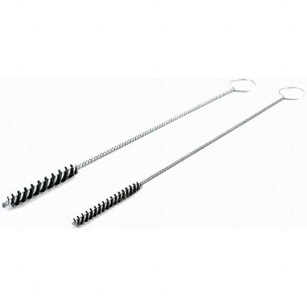 Brush Research Mfg. - 5/16" Diam Helical Nylon Tube Brush - Single Spiral, 0.005" Filament Diam, 2" Brush Length, 10" OAL, 0.14" Diam Galvanized Steel Shank - Eagle Tool & Supply
