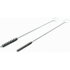 Brush Research Mfg. - 5/16" Diam Helical Nylon Tube Brush - Single Spiral, 0.005" Filament Diam, 2" Brush Length, 10" OAL, 0.14" Diam Galvanized Steel Shank - Eagle Tool & Supply