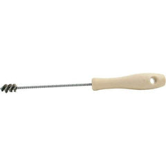 Brush Research Mfg. - 5/8" Diam Helical Stainless Steel Tube Brush - Single Spiral, 0.005" Filament Diam, 5/8" Brush Length, 10-1/2" OAL, 0.19" Diam Plastic Handle Shank - Eagle Tool & Supply