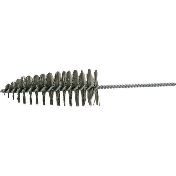 Brush Research Mfg. - 2-1/2" Diam Helical Steel Tube Brush - Single Spiral, 0.012" Filament Diam, 6-1/2" Brush Length, 12" OAL, 0.292" Diam Galvanized Steel Shank - Eagle Tool & Supply
