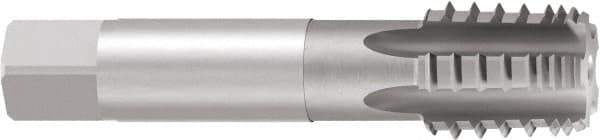 Emuge - 3/4-14 NPTF, 5 Flutes, Bright Finish, Cobalt, Interrupted Thread Pipe Tap - 5.512 Inch Overall Length, 29/32 Inch Shank Diameter, 1.38 Inch Thread Length, 0.67 Inch Square Size, Modified Bottoming Chamfer, Series KEG - Eagle Tool & Supply
