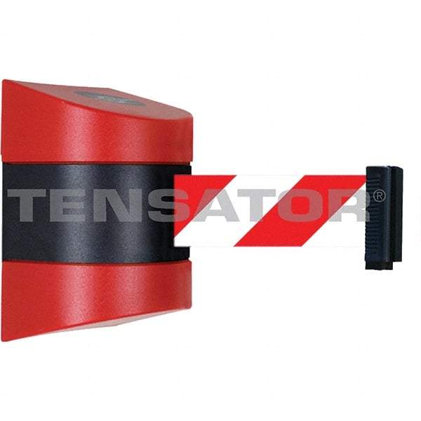 Tensator - 5-1/2" High x 3-1/4" Long x 3-1/4" Wide Magnetic Wall Mount Barrier - Metal, Red Powdercoat Finish, Red/Black, Use with Wall Mount - Eagle Tool & Supply