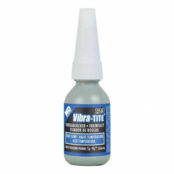 Threadlocker: Blue, Liquid, 10 mL, Bottle Medium Strength, 450 ° F Max, Series 123