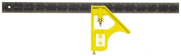 Stanley - 2 Piece, 16" Combination Square Set - 1/32, 1/16 & 1/8" (English) Graduation, Stainless Steel Blade, Die Cast Metal Combination Head - Eagle Tool & Supply