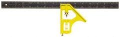 Stanley - 2 Piece, 16" Combination Square Set - 1/32, 1/16 & 1/8" (English) Graduation, Stainless Steel Blade, Die Cast Metal Combination Head - Eagle Tool & Supply
