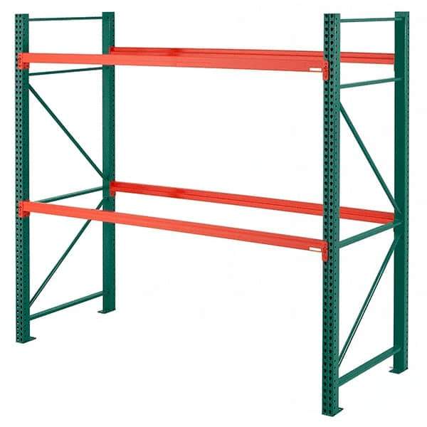 Steel King - 2 Shelf Starter Box Formed Closed Steel Shelving - 27,790 Lb Capacity, 108" Wide x 96" High x 36" Deep, Green/Orange - Eagle Tool & Supply
