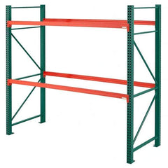 Steel King - 2 Shelf Starter Box Formed Closed Steel Shelving - 27,790 Lb Capacity, 120" Wide x 144" High x 42" Deep, Green/Orange - Eagle Tool & Supply