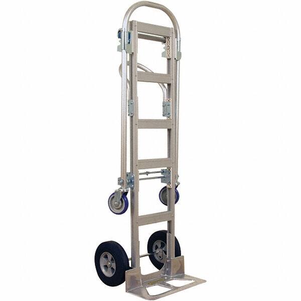 Wesco Industrial Products - 1,000 Lb Capacity 61-1/2" OAH Hand Truck - 18 x 7-1/2" Base Plate, Continuous Handle, Aluminum, Solid Rubber Wheels - Eagle Tool & Supply