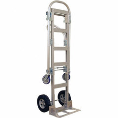 Wesco Industrial Products - 1,000 Lb Capacity 61-1/2" OAH Hand Truck - 18 x 7-1/2" Base Plate, Continuous Handle, Aluminum, Solid Rubber Wheels - Eagle Tool & Supply