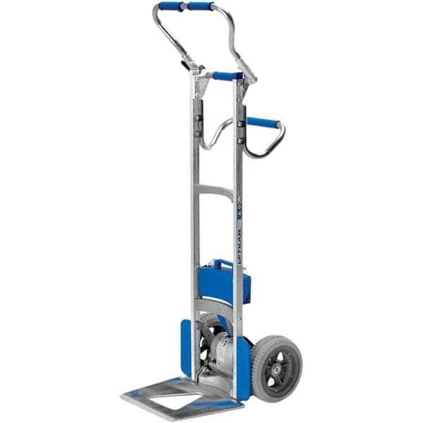 Wesco Industrial Products - 240 Lb Capacity 61" OAH Stair Climbing Battery Powered Appliance Truck - Fold Away Handle, Aluminum, Flat-Free Microcellular Foam Wheels - Eagle Tool & Supply