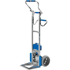 Wesco Industrial Products - 240 Lb Capacity 61" OAH Stair Climbing Battery Powered Appliance Truck - Fold Away Handle, Aluminum, Flat-Free Microcellular Foam Wheels - Eagle Tool & Supply