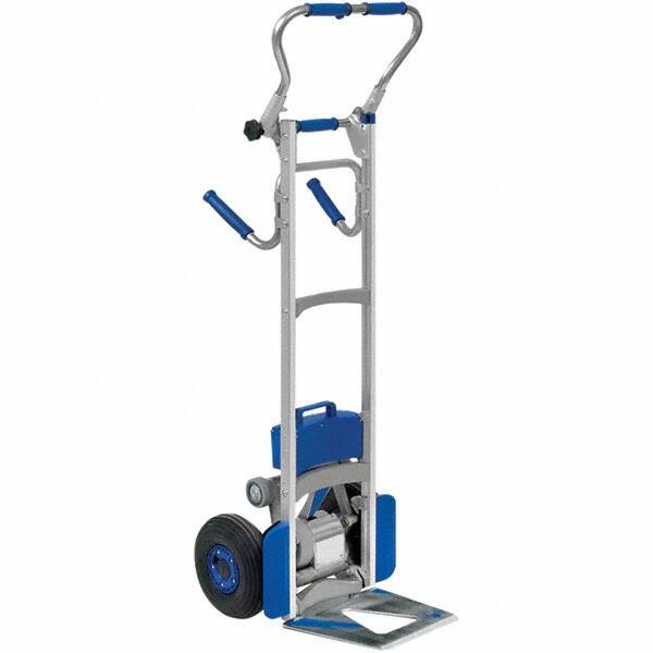 Wesco Industrial Products - 300 Lb Capacity 53-1/2" OAH Stair Climbing Battery Powered Hand Truck - Continuous Handle, Aluminum, Pneumatic Wheels - Eagle Tool & Supply