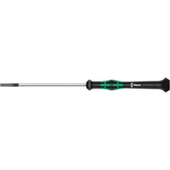 Wera - 2.5mm Blade Width, Electronic/Electrostatic Slotted Screwdriver - 40mm Blade Length, Round Shank, Ergonomic Handle - Eagle Tool & Supply