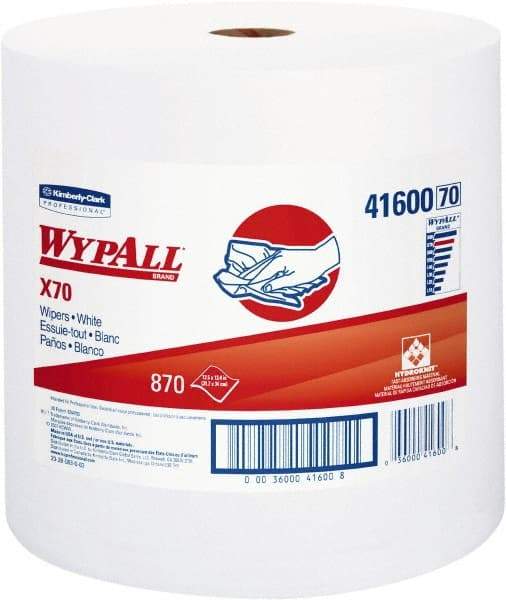 WypAll - X70 Dry Shop Towel/Industrial Wipes - Jumbo Roll, 13-3/8" x 12-1/2" Sheet Size, White - Eagle Tool & Supply