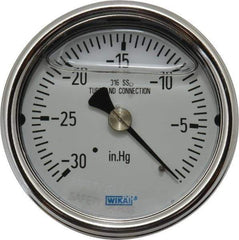 Wika - 2-1/2" Dial, 1/4 Thread, 30-0 Scale Range, Pressure Gauge - Center Back Connection Mount, Accurate to 2-1-2% of Scale - Eagle Tool & Supply