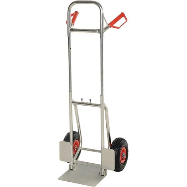 Vestil - 250 Lb Capacity 33" OAH Hand Truck - Dual Grip Handle, Aluminum, Urethane Wheels - Eagle Tool & Supply