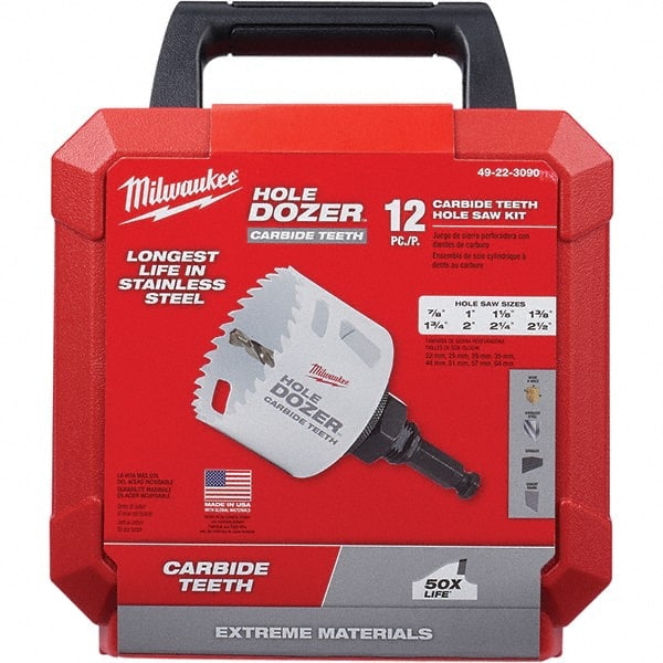 Milwaukee Tool - Hole Saw Kits Minimum Saw Diameter (Inch): 7/8 Maximum Saw Diameter (Inch): 2-1/2 - Eagle Tool & Supply