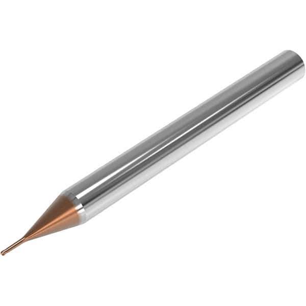 Seco - 0.8mm Diam, 0.8mm LOC, 2 Flute Solid Carbide Ball End Mill - HXT Finish, Single End, 40mm OAL, 4mm Shank Diam, Spiral Flute - Eagle Tool & Supply