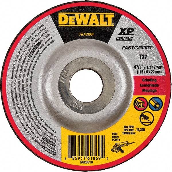 DeWALT - Depressed-Center Wheels Wheel Diameter (Inch): 7 Wheel Thickness (Inch): 1/4 - Eagle Tool & Supply