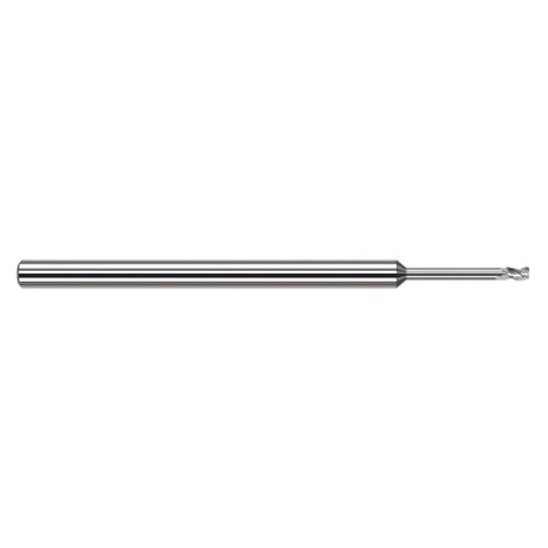 Variable Helix End Mills for Aluminum Alloys - 0.0310″ (1/32″) Cutter Diameter × 0.0030″ Radius × 0.0470″ (3/64″) Length of Cut × 0.3750″ (3/8″) Reach Carbide Corner Radius End Mill for Aluminum Alloys, 3 Flutes