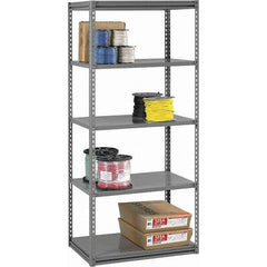 Tennsco - 5 Shelf Starter Open Steel Shelving - 42" Wide x 84" High x 12" Deep, Medium Gray - Eagle Tool & Supply