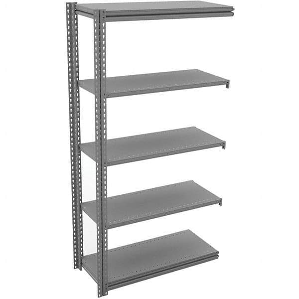 Tennsco - 5 Shelf Add-On Open Steel Shelving - 42" Wide x 84" High x 18" Deep, Medium Gray - Eagle Tool & Supply