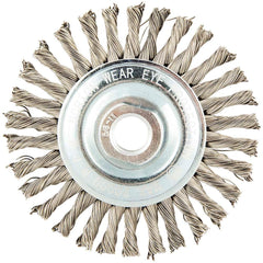 Norton - 4" OD, 5/8-11 Arbor Hole, Stringer Bead Stainless Steel Wheel Brush - Eagle Tool & Supply